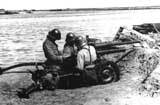 47 mm Breda antitank gun on the shore of Azov Sea. June 1942.