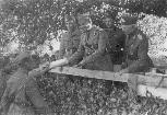 General Petre Dumitrescu (right) and maj. general. Constantin Pantazi (center) during and inspection on the Eastern Front, probably in 1942. Both wear the 