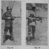 Firing stances with Schmeisser submachine guns model 28 II and model 1940.