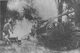 Tun de 105 mm. in actiune