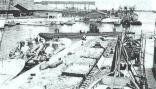 Two Romanian torpedo-boats and a German submarine at Constanta