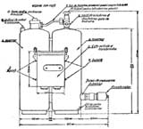 Schema aruncatorului de flacari Pignone model 1937 (fata).