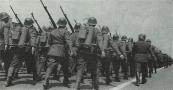 Romanian pioneers equipped with Pignone model 1937 flame-throwers at the parade on 10 May 1942 (the national day then)