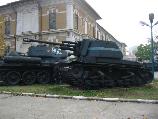 The TACAM R-2 tank destroyer in the courtyard of the National Military Museum in Bucharest. Note the T-34 beside it, which was in use with the People's Army
