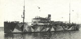 Depot ship NMS CONSTANTA in early war camouflage scheme (polygonal shapes of white, light gray, dark gray and black).